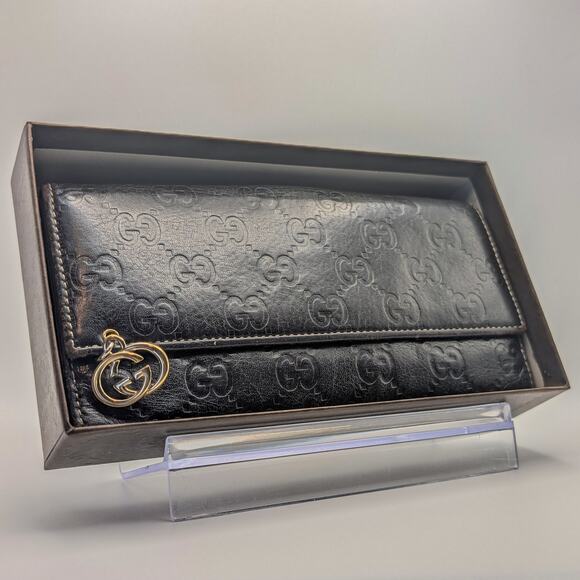 Auth Gucci Guccissima Long Wallet in Dark Brown & Gold w/ Charm, with Box & COA - Picture 3 of 10
